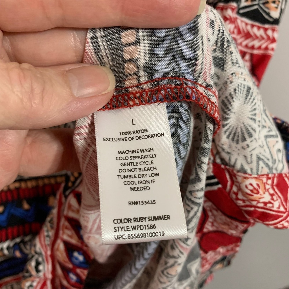 beachlunchlounge Women's Sleeveless Dress Size L Red Bohemian Print - Picture 8 of 9